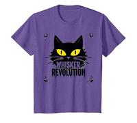 Revolución de los Bigotes: Arte del Levantamiento felino Camiseta, Niños, Morado Jaspeado, 2 años