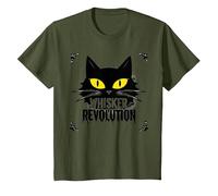 Revolución de los Bigotes: Arte del Levantamiento felino Camiseta, Niños, Verde Oliva, 2 años