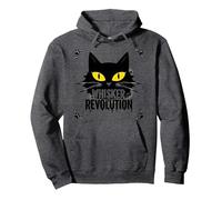 Revolución de los Bigotes: Arte del Levantamiento felino Sudadera con Capucha, Unisex para Adultos, Jaspeado Oscuro, L