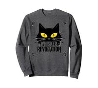 Revolución de los Bigotes: Arte del Levantamiento felino Sudadera, Unisex para Adultos, Jaspeado Oscuro, XL