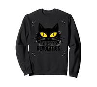 Revolución de los Bigotes: Arte del Levantamiento felino Sudadera, Unisex para Adultos, Negro, XL