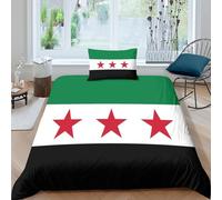 Revolución Siria 3D Impresión Banderas de Asia para Dormitorio Funda De Edredón Funda Nórdica con Cremallera Microfibra Y Funda De Almohada Juego De Ropa De Cama 2 Piezas Single（135x200cm）