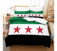 Revolución Siria Funda Nórdica para Dormitorio Funda De Edredón 3D Impresión Banderas de Asia con Cremallera Y Funda De Almohada Juego De Ropa De Cama Microfibra 3 Piezas Super King（260x220cm）