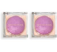 Revolution, Beam Bright Blush, Colorete en Polvo para el Rostro, Mezclable y Modulable, Acabado Luminoso para Mejillas Radiantes, Vegano y Libre de Crueldad, Lick of Lilac Purple (Paquete de 2)