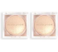 Revolution Beam Bright Highlighter - Iluminador facial efecto glow, fórmula polvo-a-líquido, vegano y libre de crueldad - Bronze Baddie (Paquete de 2)