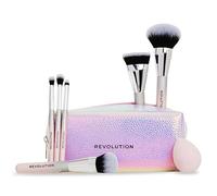 Revolution Beauty Set de Brochas Glam Up, 7 Piezas para Ojos, Rostro & Mejillas con Neceser, Vegano & Libre de Crueldad