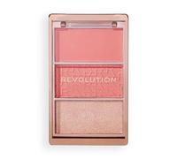 Revolution, Blush Icon Palette, Colorete en Crema & Polvo Compacto, Alta Pigmentación, Paleta de Rostro, Vegano y Libre de Crueldad, 3 Tonos, Authentic Peach