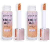 Revolution Bright Light Face Glow, Tinte Iluminador para la Piel, Acabado Radiante, Illuminate Medium (Paquete de 2)
