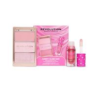 Revolution Candy Glam Duo, aceite labial Pink Shimmer & paleta | Shimmer Lip Oil y paleta iluminadora, regalo para ella, Vegano y Libre de Crueldad