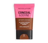 Revolution Conceal & Define Soft Matte Tube Foundation, F16NW | Cobertura Total, Acabado Mate, Vegano y Libre de Crueldad, Tonos de Piel Cálidos, 23ml