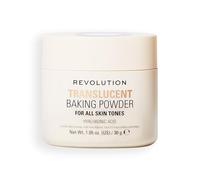 Revolution Loose Baking Powder - Polvo suelto fijador de maquillaje, acabado luminoso, controla brillos y exceso de grasa, vegano y libre de crueldad, 30 g, Translucent