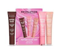 Revolution Peptide Glaze Edit, trío sérums labiales con color | Set de maquillaje con 3 bálsamos hidratantes, ácido hialurónico y péptidos, Vegano y Libre de Crueldad