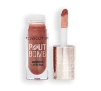 Revolution, Pout Bomb Shimmer Gloss, Brillo Labial con Efecto Mojado y Destellos, con Ácido Hialurónico y Aroma a Vainilla Dulce, Nude Glow
