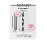 Revolution Powder Pops, Polvo Compacto que Suaviza la Piel y Controla el Brillo, con Acai y Ácido Hialurónico, Incluye Estuche y Pop Grip, Vegano, Translucent, 5 g