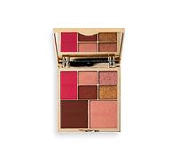 Revolution Pro, True Love Eye & Face Palette, Colorete/Bronceador/Iluminador, x4 Moldes de Sombras de Ojos, Paleta Multiusos de 7 moldes, Acabado Mate y Brillante, Tonos de Piel Medios - Oscuros