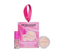 Revolution Shimmer dúo labios y mejillas, mini iluminador & gloss | Mini iluminador y gloss voluminizador, regalo para ella, Vegano y Libre de Crueldad