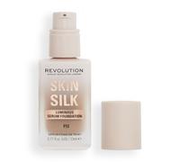 Revolution Skin Silk Suero Foundation Light a mediano Cobertura El acabado ligero y radiante contiene cido hialurnico F12 Tonos de piel bronceada 0