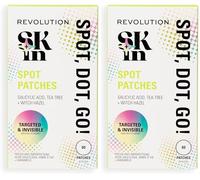 Revolution SKin, Spot, Dot, Go! Spot Patches, Parche Anti-Granos Discreto con Ácido Salicílico y Árbol de Té, Vegano y Libre de Crueldad, 60 Parches por Caja (Paquete de 2)