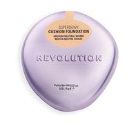 Revolution Superdewy Cushion Foundation Bronceado Cálido | Cobertura Modulable, Hidratante para Piel Madura, Acabado Radiante con Péptidos, Vegano y Libre de Crueldad, 9g