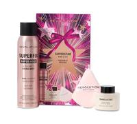 Revolution Superstar Bake & Set, Spray Fijador Superfix y Polvo Suelto Translúcido con Borla de Maquillaje, Acabado de Larga Duración, Vegano y Libre de Crueldad Animal