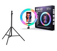 RevolutionLine - Aro de luz de 26 cm de diámetro Led de 9 Colores con Soporte Ajustable | Trípode Ligero más Anillo de luz RGB | Fotografía para Equipos de Estudio, Iluminación, Vídeo, Reflectores