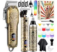 RevolutionLine - Juego de Cortapelos Profesional USB Recargable | Kit 3 en 1: cortapelos, recortador de barba y recortador de pelo de nariz | Cortapelos Inalámbrico Eléctrico con pantalla LCD