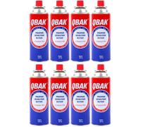RevolutionLine - Pack de 8 Cartuchos de Gas Butano Modelo B-250 QBAK | Recambio Gas Propano para Cocina Portátil, Hornillo, Soplete, Soldador, Camping | Cartucho desechable con válvula de Seguridad