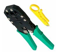 RevolutionLine - Tenaza Crimpadora Pelacables para Cables de Red | Ethernet LAN y teléfono con tomas RJ11 RJ12 RJ45 | Multiherramienta para conectores | Alicate ajustable cortador y pelador de cables