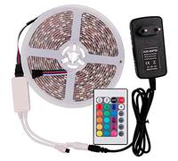 RevolutionLine - Tira de luces LED 5 metros impermeable | Tiras LED 2835 con adaptador a la corriente | Regulable y multicolor | Mando para control remoto | Para TV, habitación, fiestas, comercios