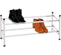 RevolutionLine - Zapatero de 2 niveles extensible y apilable, metálico con acabado cromado, de 62 a 115 cm de largo x 23 cm de ancho x 35 cm de alto - Capacidad para 12 pares de zapatos - Ampliable
