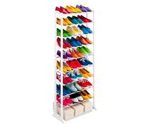 RevolutionLine - Zapatero de Metal para 30 Pares de Zapatos | Tamaño 135 x 50 x 25 cm | Color Blanco | Organizador Vertical de 10 Niveles para Zapatos y Zapatillas | Muy fácil de Montar y Desmontar