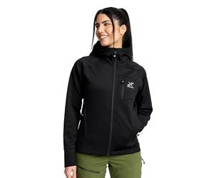 RevolutionRace Evolution Stretch Fleece Hoodie para Mujer, Sudadera con Capucha y Cremallera para Senderismo y Actividades al Aire Libre, Black, L