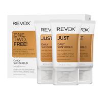REVOX B77 - Just Daily Sun Shield, 3 x 30 ml, Protector Solar Facial SPF 50+ con Ácido Hialurónico, Uso Diario, Hidrata y Promueve la Regeneración de la Piel, Reduce Irritación, Mejora Elasticidad
