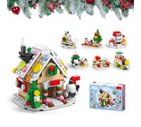 RevpoltIQ Juego de bloques de construcción de Navidad, árbol de Navidad, casa de jengibre, kit de construcción, escena navideña para niños, niñas, 6 - 12 años (casa de jengibre)