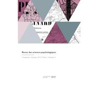 Revue des sciences psychologiques