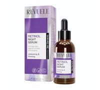 REVUELE Sérum de noche de retinol con pantenol y vitamina C - Sérum facial antienvejecimiento contra manchas de pigmento, arrugas y líneas finas, reafirmante con efecto brillo - 30 ml