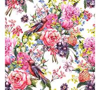 ReWallpaper Papel Pintado Pared Flores Tropicales 44.5CM×7M Papel Pared Autoadhesivo Habitacion Salon Rosa Papel Pintado para Pared con Flores y Pajaros Papel Adhesivo para Muebles Vintage Impermeable