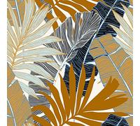 ReWallpaper Tropical Papel Pintado Autoadhesivo Pared Gris Marron Vinilo Adhesivo Muebles Hojas Beige 44.5CMx3M Papel Pared Dormitorio Baño Rollo Vinilo Adhesivo Decorativo Estampado Hojas Grises