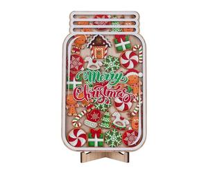 Reward Jar - Christmas Gingerbread Man Incentive | Wood Acrylic With Reindeer Design, Home Decor Jar, For Students, Homeschool, Bedtime Reward System, Living Room