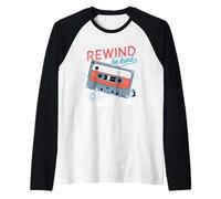 Rewind Be Kind To Better Times Casete Retro Camiseta Manga Raglan