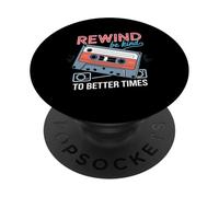 Rewind Be Kind To Better Times Casete Retro PopSockets PopGrip Adhesivo