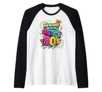 Rewind Me to The 80s Vintage Nostalgia Retro Videocasete Camiseta Manga Raglan