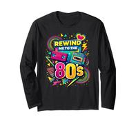 Rewind Me to The 80s Vintage Nostalgia Retro Videocasete Manga Larga
