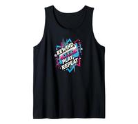 Rewind Play Repeat 80s 90s Cassette Tape Retro Music Lover Camiseta sin Mangas