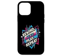 Rewind Play Repeat 80s 90s Cassette Tape Retro Music Lover Carcasa para iPhone 12 Mini