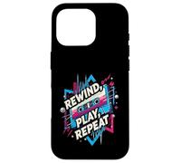 Rewind Play Repeat 80s 90s Cassette Tape Retro Music Lover Carcasa para iPhone 16 Pro