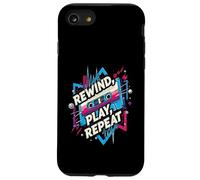 Rewind Play Repeat 80s 90s Cassette Tape Retro Music Lover Carcasa para iPhone SE (2020) / 7/8