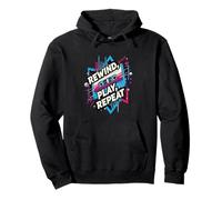 Rewind Play Repeat 80s 90s Cassette Tape Retro Music Lover Sudadera con Capucha