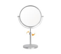 REWIS Espejo de Maquillaje con rotación de Mesa elevable, Espejo cosmético Plano con Aumento de 1X y 3X, Espejo de Afeitar HD de pie extraíble, Espejo de tocador de Belleza para encimera,Plata,8 Inch