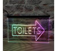 REWIS Letrero de neón LED para Inodoro, IR a la Derecha, Luces fluidas de Colores con atenuación Bluetooth, para guía de baño de Bar, decoración Luminosa Colgante USB,Toilets,30x20cm